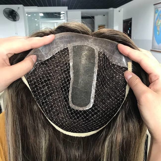 100% Raw Women'S Toupee Human Hair Toppers Fishnet Replacement For Ladies 3