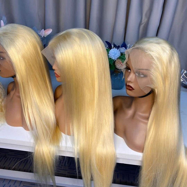 Odm 613 Blonde Wig Lac Virgin Human Hair Bundles Remy Silky Straight 5