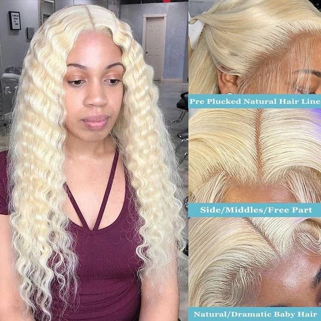 Blonde 613 Deep Wave Wig Human Hair Wig Brazilian Virgin Cuticle Aligned 2