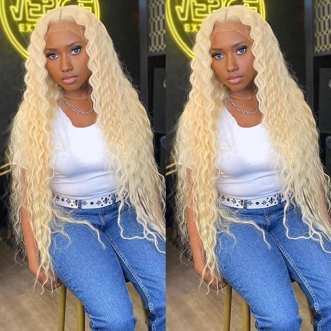 Blonde 613 Deep Wave Wig Human Hair Wig Brazilian Virgin Cuticle Aligned 6