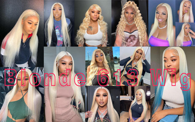 Blonde 613 Deep Wave Wig Human Hair Wig Brazilian Virgin Cuticle Aligned 12