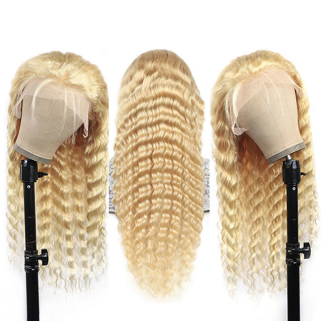 Blonde 613 Deep Wave Wig Human Hair Wig Brazilian Virgin Cuticle Aligned 7