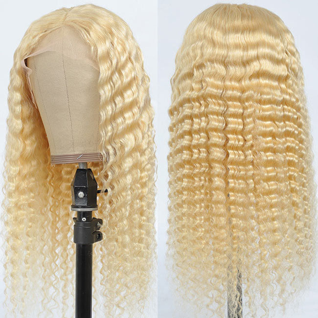 Blonde 613 Deep Wave Wig Human Hair Wig Brazilian Virgin Cuticle Aligned 1