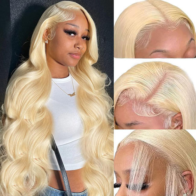 Deep Wave 13X6 HD Full Lace 613 Blonde Wig Frontal Raw Human Hair With Baby Hair 6